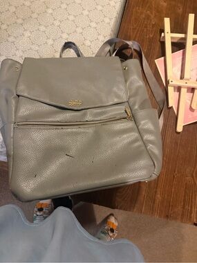 Freshly Picked Gray Leather Backpack - Gold Hardware